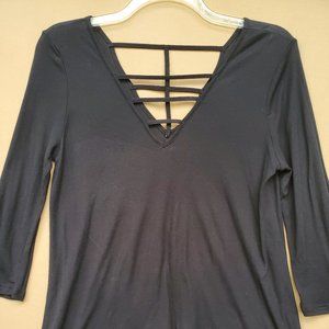 Black Long-Sleeved Shirt With Straps